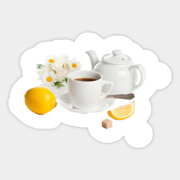 Lemon Tea and Daisies Sticker by designsbycreation